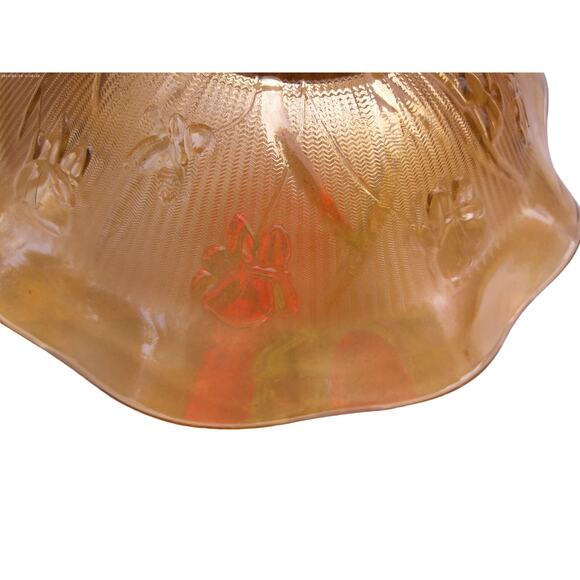 Vintage Jeanette Iris & Herringbone Marigold Carnival Glass Ruffle Edge Bowl - Picture 4 of 8